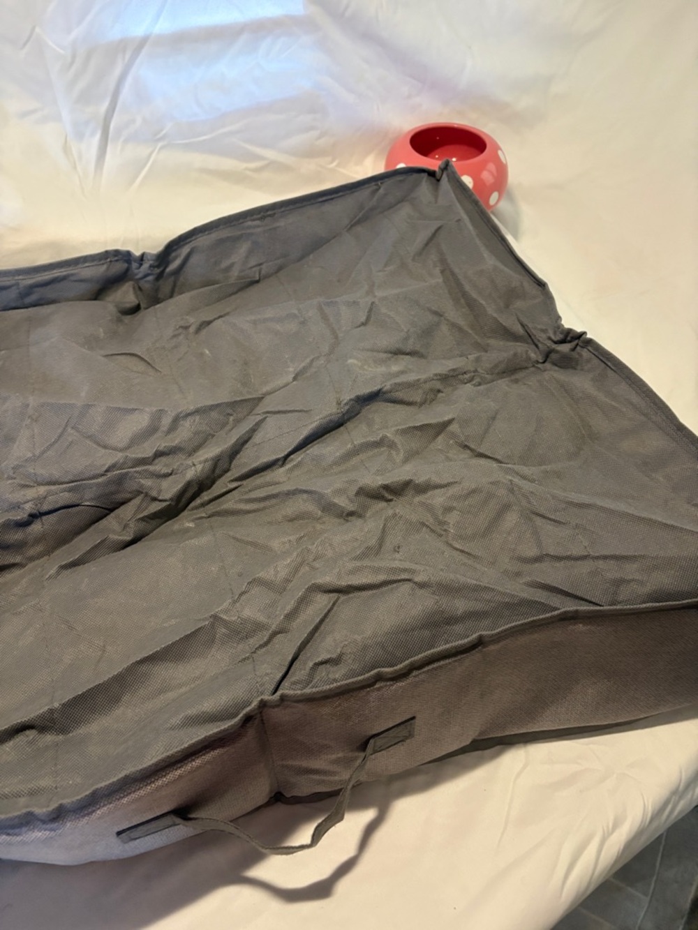 Large Gray Fabric Travel or Storage Bag with Clear Plastic Top - Picture 4 of 4